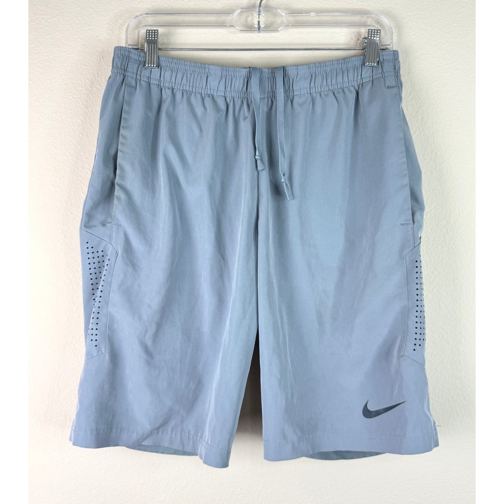 Nike Shorts Mens Small Dri-FIT Blue Gray Athletic Training Perforated Gym Runnin